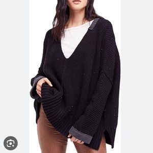Free People Take over me oversized knit sweater black XS